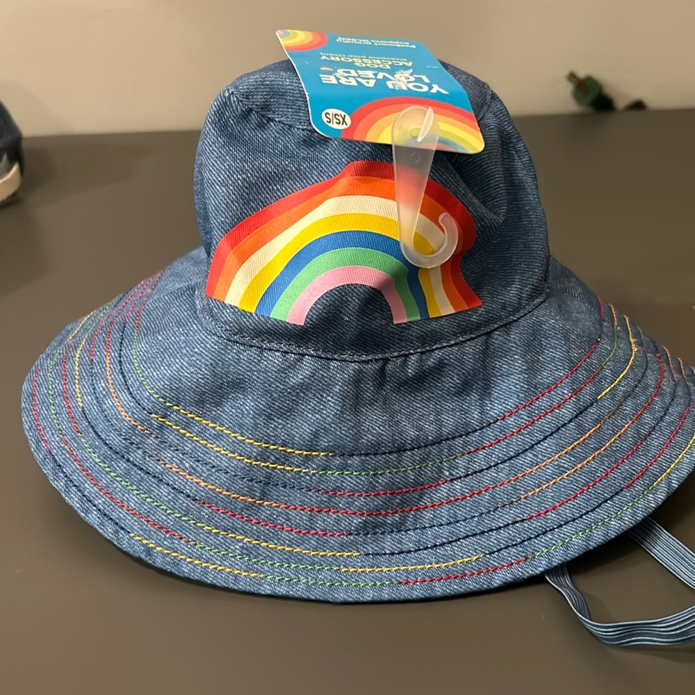 Dog Denim Rainbow Bucket Hat  Accessory XS/S